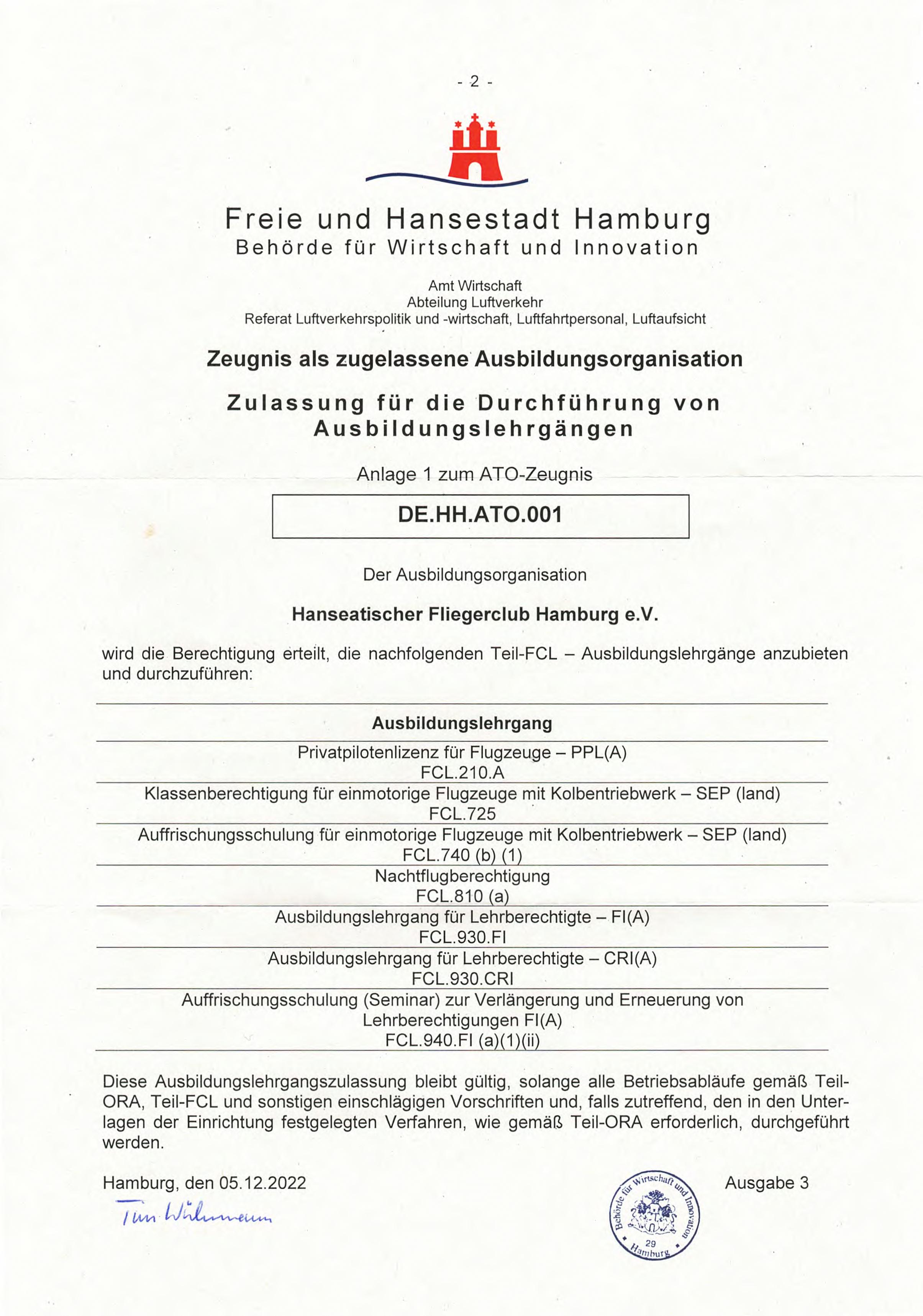 HFC HAM Zulassung Ausbildungorganisation 01 23